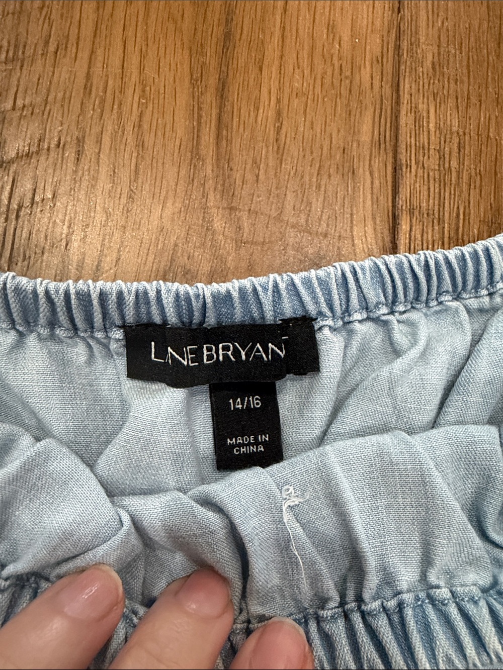 Lane Bryant Chambray Off-Shoulder Ruffle Sleeve Top - Picture 2 of 7